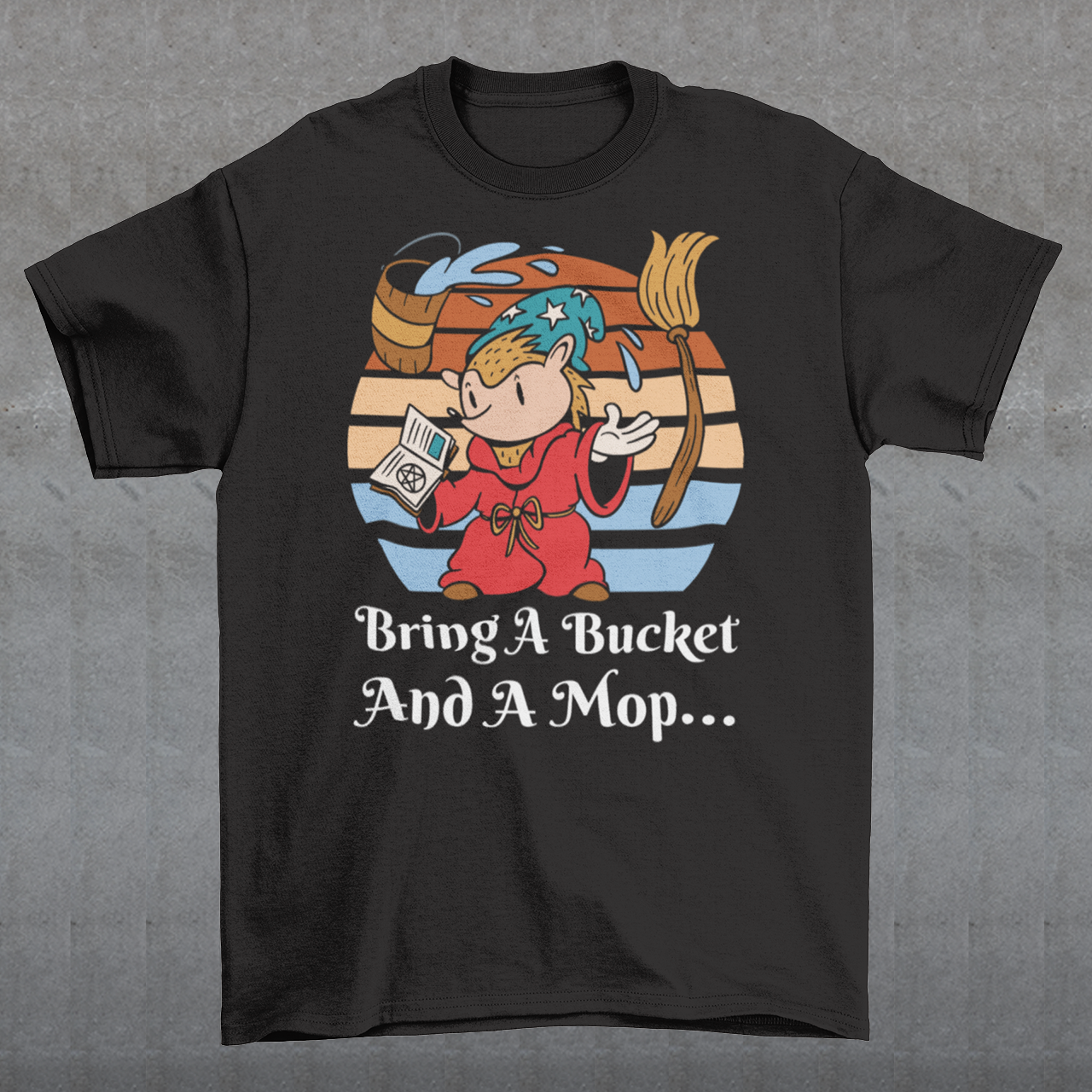 Introducing our whimsical Hedgehog Wizard sweatshirt, where magic meets mischief in the most enchanting way! Picture a charming hedgehog donned in wizardly robes, wielding a floating bucket and mop with unparalleled finesse. The retro sun in the background adds a touch of nostalgia, casting a warm and magical glow to the scene.