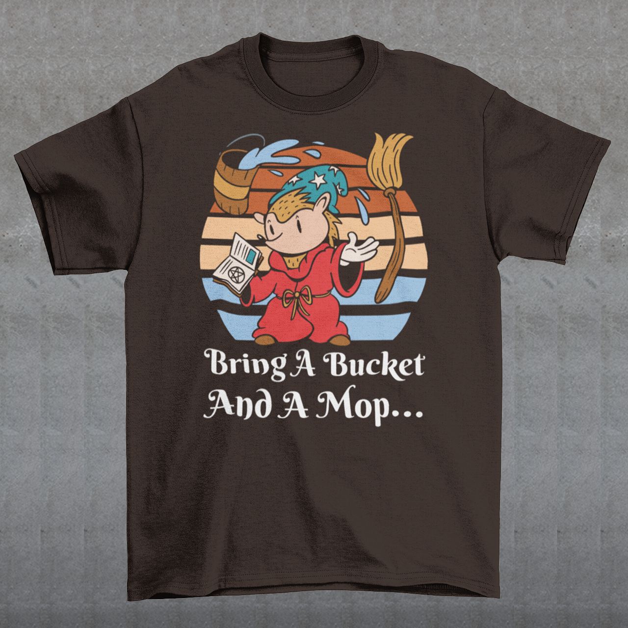 Introducing our whimsical Hedgehog Wizard sweatshirt, where magic meets mischief in the most enchanting way! Picture a charming hedgehog donned in wizardly robes, wielding a floating bucket and mop with unparalleled finesse. The retro sun in the background adds a touch of nostalgia, casting a warm and magical glow to the scene.