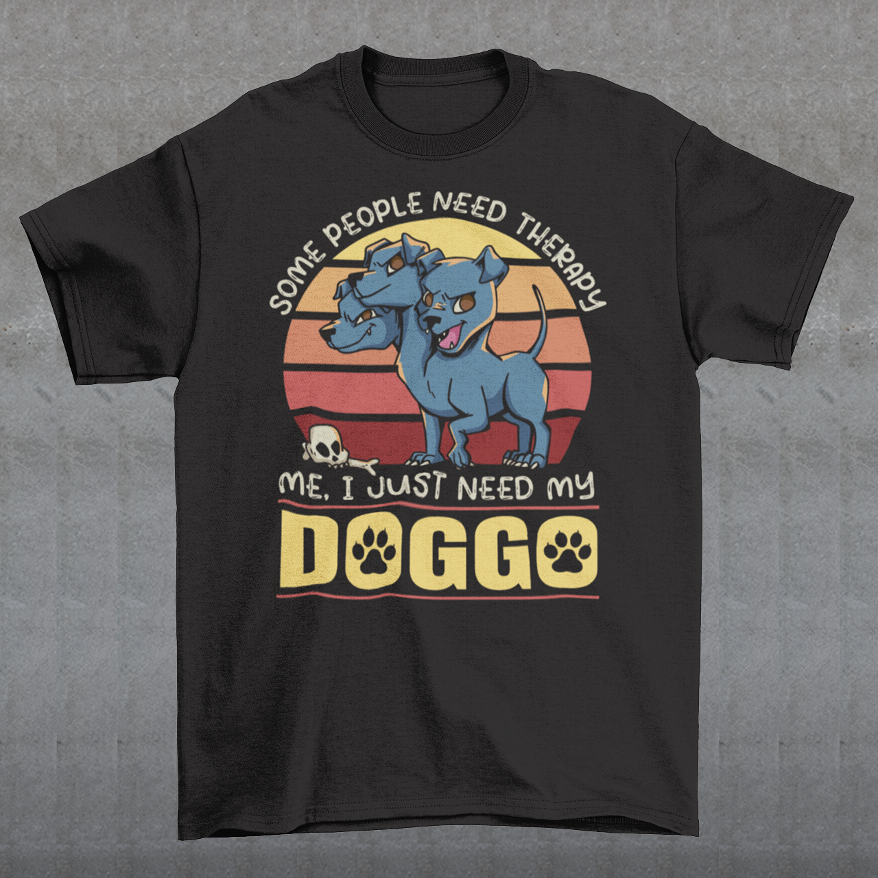 Embrace the legendary allure of Cerberus, the three-headed guardian of the Underworld, in a fashion-forward twist that's as unique as it is captivating. Our Cerberus Retro Sun T-Shirt combines the mystical with the heartwarming, making it the perfect wardrobe addition for dog lovers and mythology enthusiasts alike. Cerberus, the mythical hound with three heads, represents the guardian. In our design, this awe-inspiring creature takes center stage, showcasing its fierce yet fascinating presence.