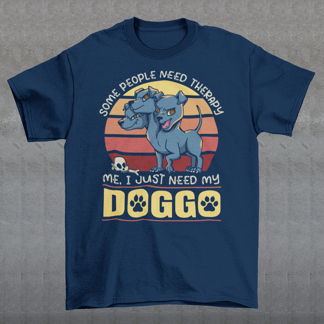 Embrace the legendary allure of Cerberus, the three-headed guardian of the Underworld, in a fashion-forward twist that's as unique as it is captivating. Our Cerberus Retro Sun T-Shirt combines the mystical with the heartwarming, making it the perfect wardrobe addition for dog lovers and mythology enthusiasts alike. Cerberus, the mythical hound with three heads, represents the guardian. In our design, this awe-inspiring creature takes center stage, showcasing its fierce yet fascinating presence.
