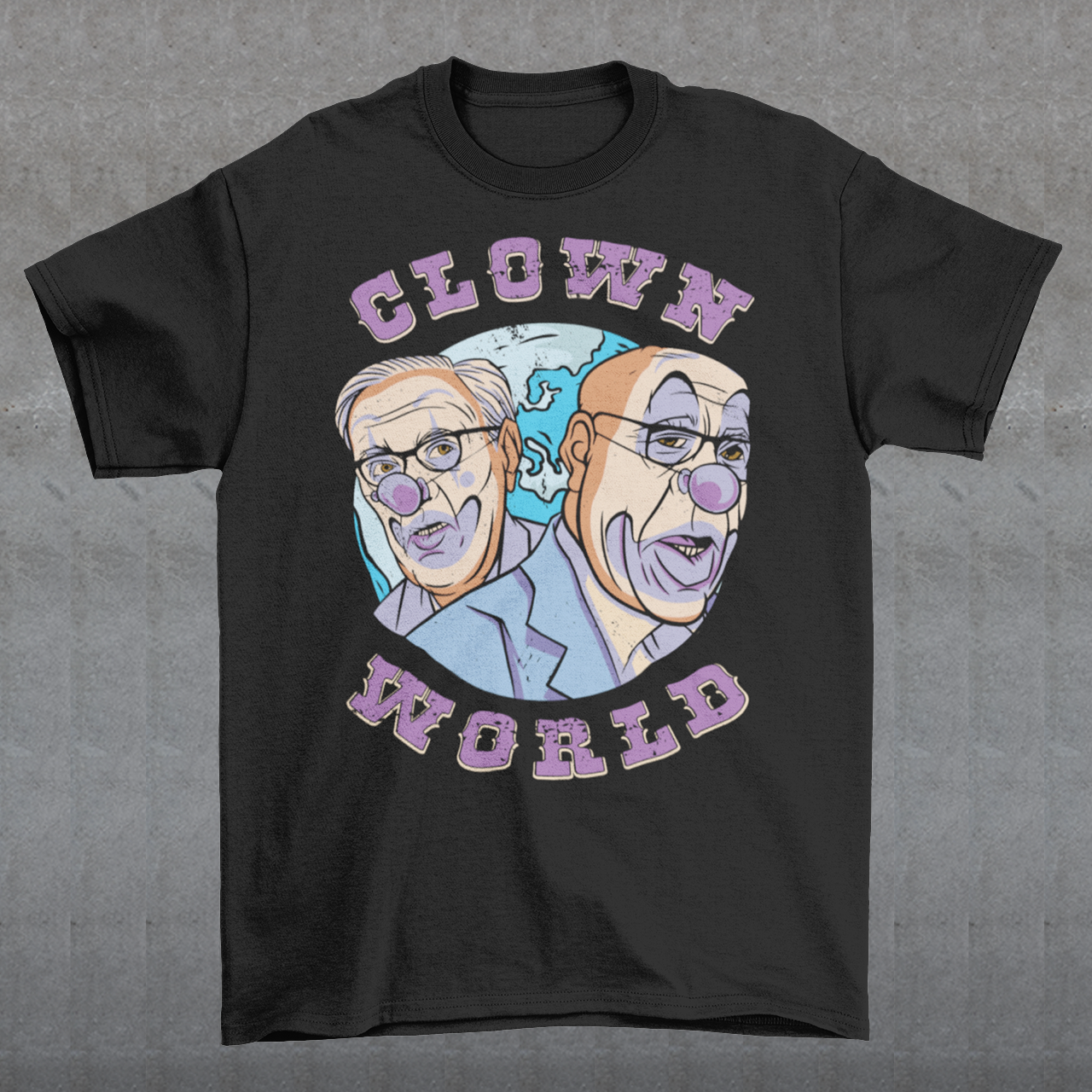 This bold and colorful t-shirt features a playful design that captures the absurdity and chaos of our modern times. With a cast of wacky characters, including clowns, jesters, and other oddball creatures, this shirt is perfect for anyone who loves a good laugh or wants to show their disdain for the status quo.