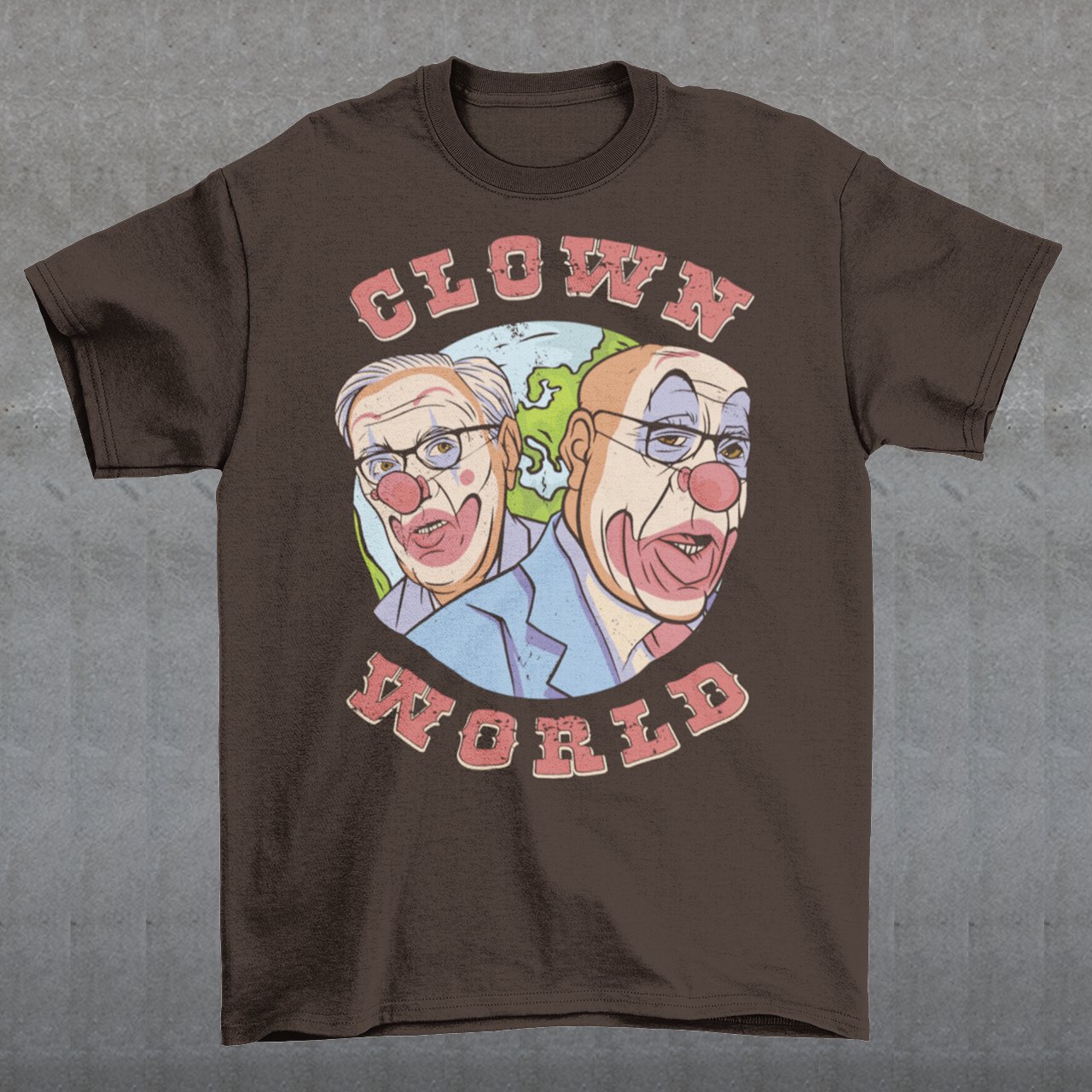 This bold and colorful t-shirt features a playful design that captures the absurdity and chaos of our modern times. With a cast of wacky characters, including clowns, jesters, and other oddball creatures, this shirt is perfect for anyone who loves a good laugh or wants to show their disdain for the status quo.