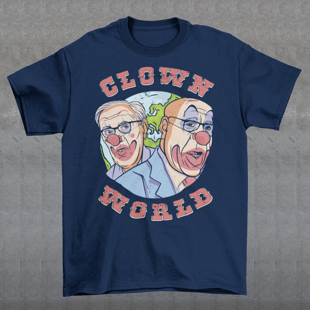 This bold and colorful t-shirt features a playful design that captures the absurdity and chaos of our modern times. With a cast of wacky characters, including clowns, jesters, and other oddball creatures, this shirt is perfect for anyone who loves a good laugh or wants to show their disdain for the status quo.