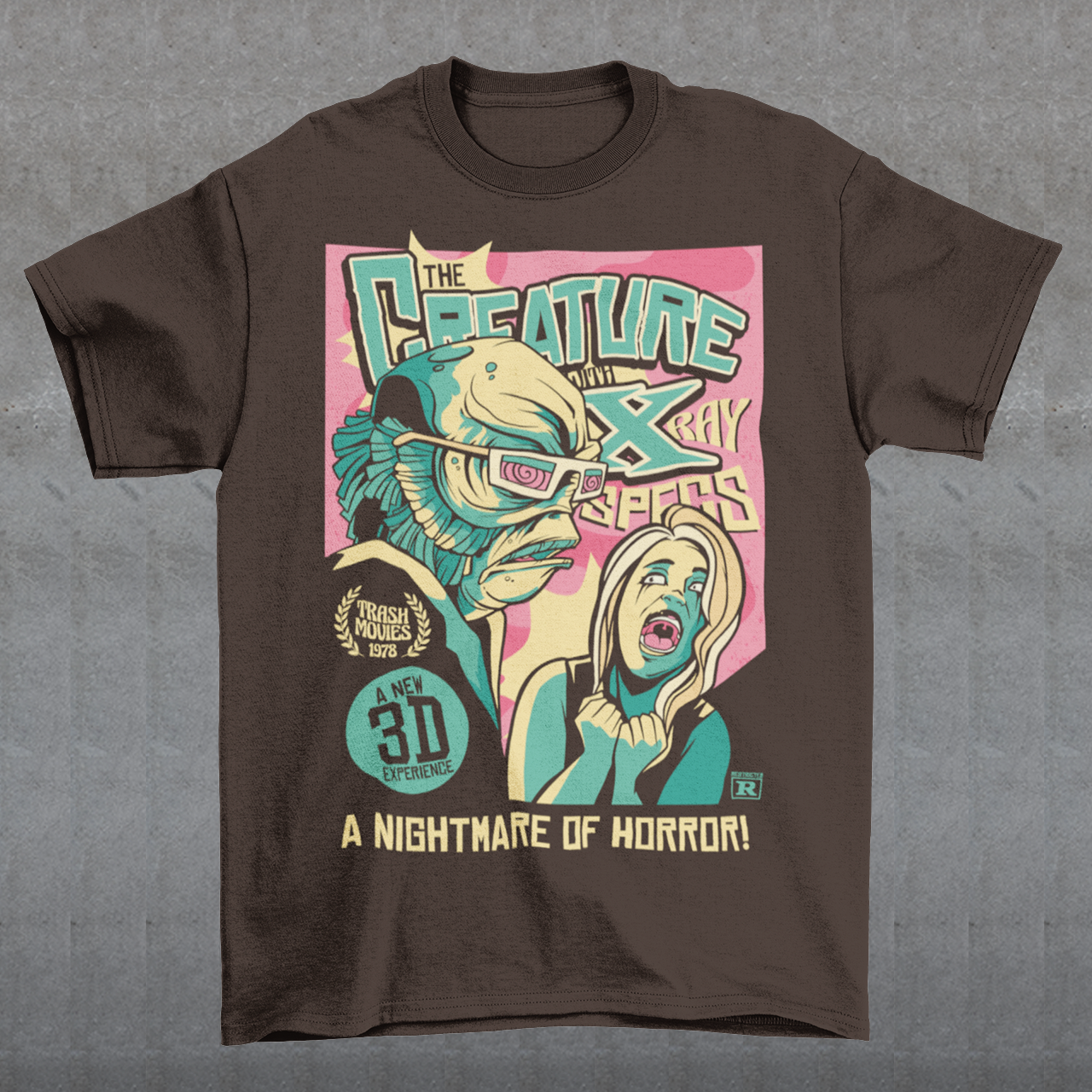 Unleash the monster within with this bold and striking Creature from the Black Lagoon comic book design. Featuring the iconic creature emerging from the depths of the murky lagoon, this t-shirt is a must-have for any fan of classic horror movies and graphic novels. The comic book artwork captures every terrifying detail of the creature's scaly skin and piercing eyes, making it a truly spine-chilling addition to your wardrobe.