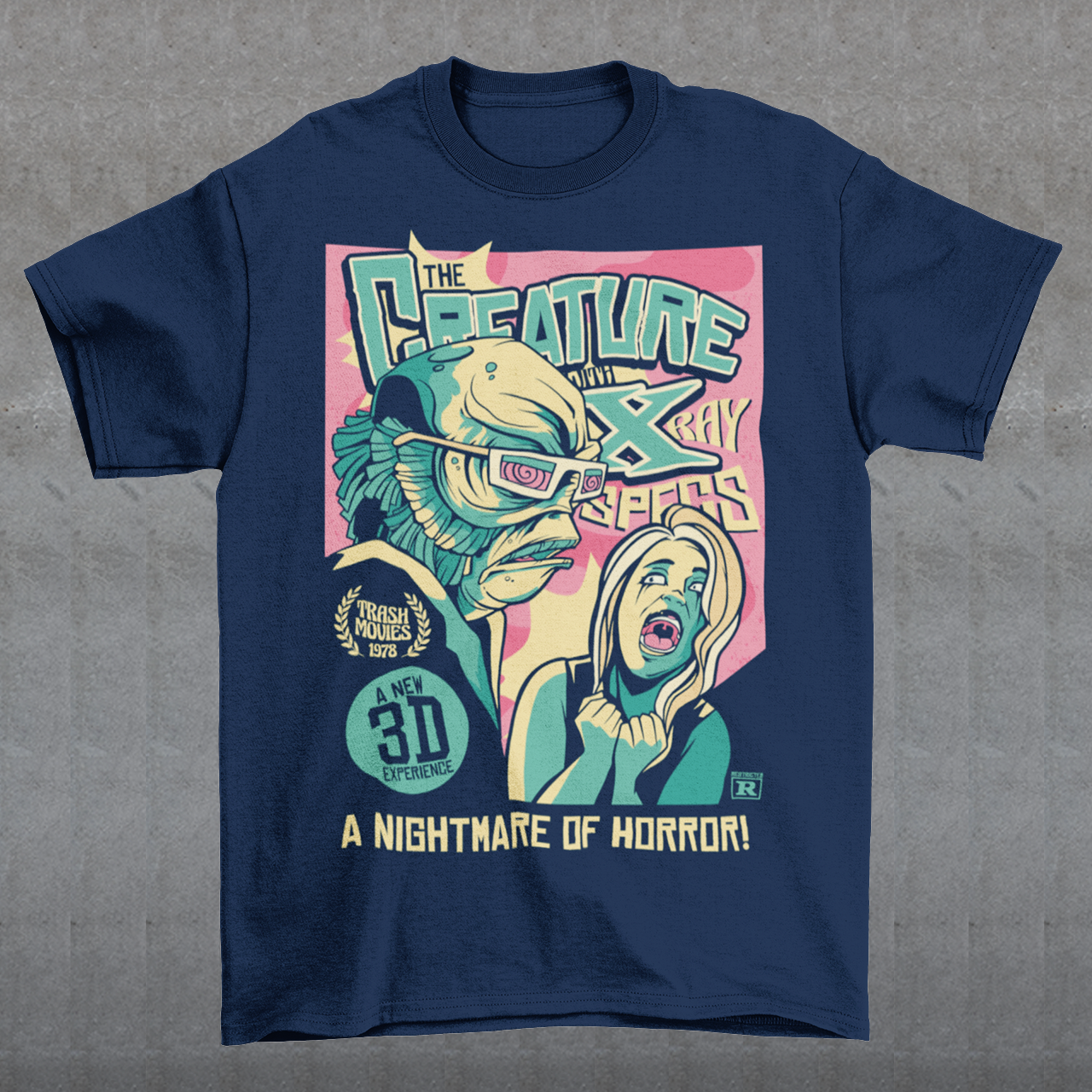 Unleash the monster within with this bold and striking Creature from the Black Lagoon comic book design. Featuring the iconic creature emerging from the depths of the murky lagoon, this t-shirt is a must-have for any fan of classic horror movies and graphic novels. The comic book artwork captures every terrifying detail of the creature's scaly skin and piercing eyes, making it a truly spine-chilling addition to your wardrobe.