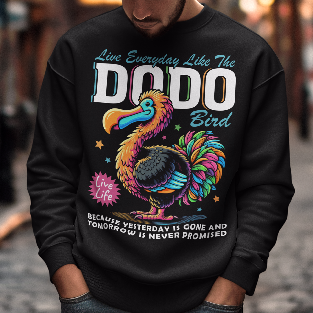 Bring a touch of humor and vintage charm to your wardrobe with this playful “Live Everyday Like a Dodo Bird” Sweatshirt. Featuring a bold graphic of the iconic Dodo, this shirt is both quirky and thought-provoking — a reminder to live carefree, unique, and unapologetically yourself.