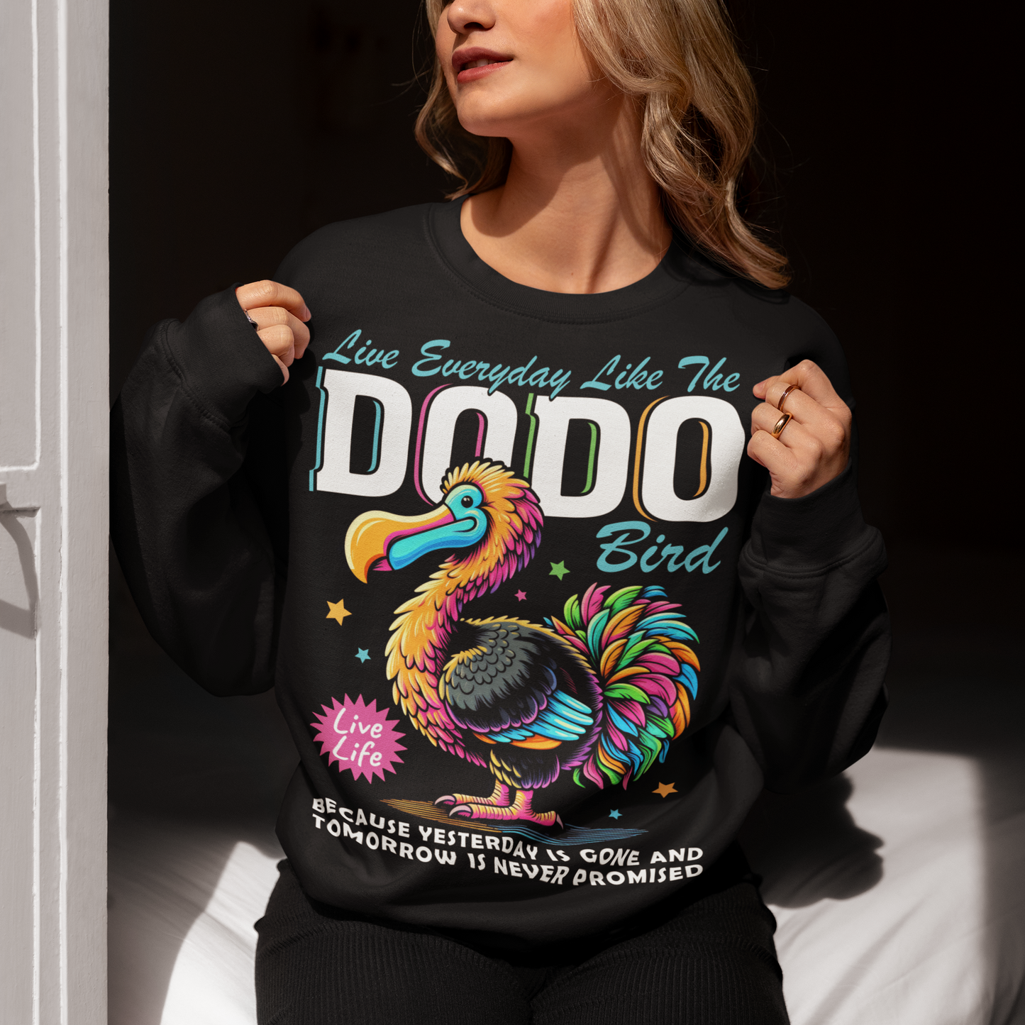 Bring a touch of humor and vintage charm to your wardrobe with this playful “Live Everyday Like a Dodo Bird” Sweatshirt. Featuring a bold graphic of the iconic Dodo, this shirt is both quirky and thought-provoking — a reminder to live carefree, unique, and unapologetically yourself.