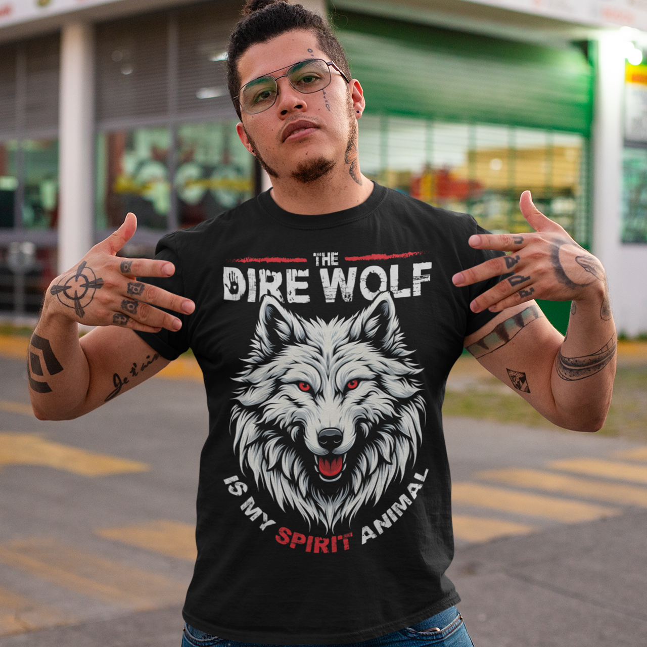 This t-shirt features a striking design of a Dire Wolf head, capturing the fierce and majestic essence of this legendary creature. The detailed illustration showcases the wolf's piercing eyes and powerful jaws, evoking a sense of strength and wild intensity.