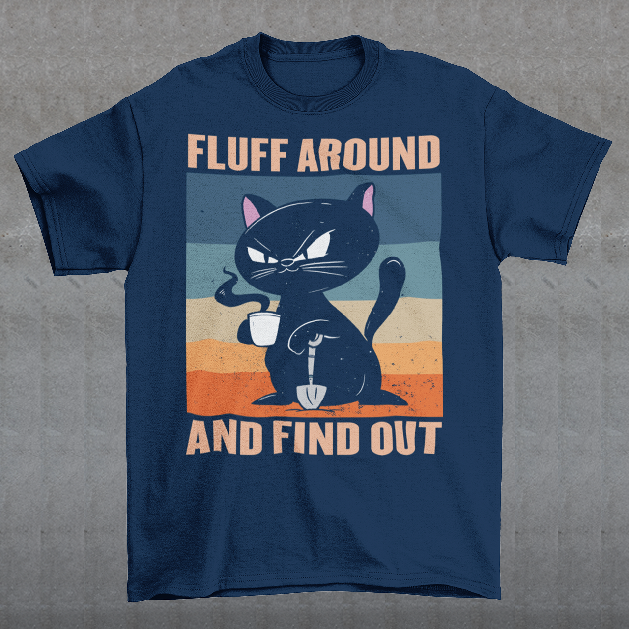 Introducing our retro-inspired "Fluff Around and Find Out" T-shirt – a purrfect blend of feline charm, caffeinated delight, and a touch of adventure! This whimsical design is a delightful addition to any cat lover's wardrobe. The words "FLUFF AROUND AND FIND OUT" boldly frame the scene, encouraging you to embrace life's mysteries and take chances. Whether you're a coffee enthusiast, a cat aficionado, or simply someone with a taste for retro aesthetics.