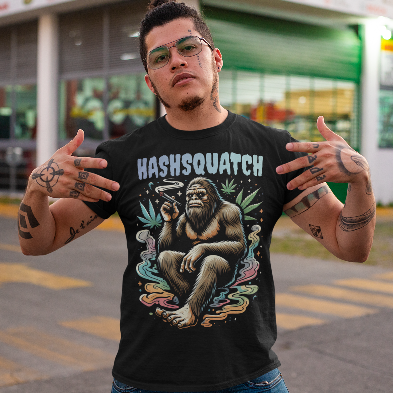 Unleash your inner legend with our exclusive "HASHSQUATCH" shirt! This eye-catching design features the elusive Sasquatch, chilling and lighting up a joint amidst the tranquility of the forest. The mythical creature, rendered in vibrant, detailed artwork, exudes a laid-back vibe that's perfect for anyone who appreciates a good toke and a good tale. Above the image, the bold and playful text "HASHSQUATCH" crowns the design, blending humor and myth into a single, unforgettable statement piece