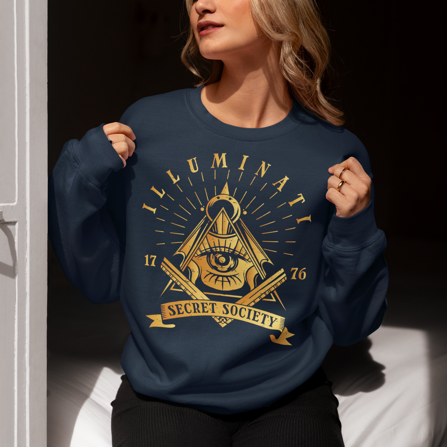 Step into the enigmatic world of secret societies with this captivating and thought-provoking sweatshirt. Featuring the iconic Free Mason symbol, this garment is a bold statement piece that invites intrigue and curiosity. At the heart of this design lies the timeless and mysterious emblem of the Free Masons, an ancient symbol that has captivated minds for centuries.