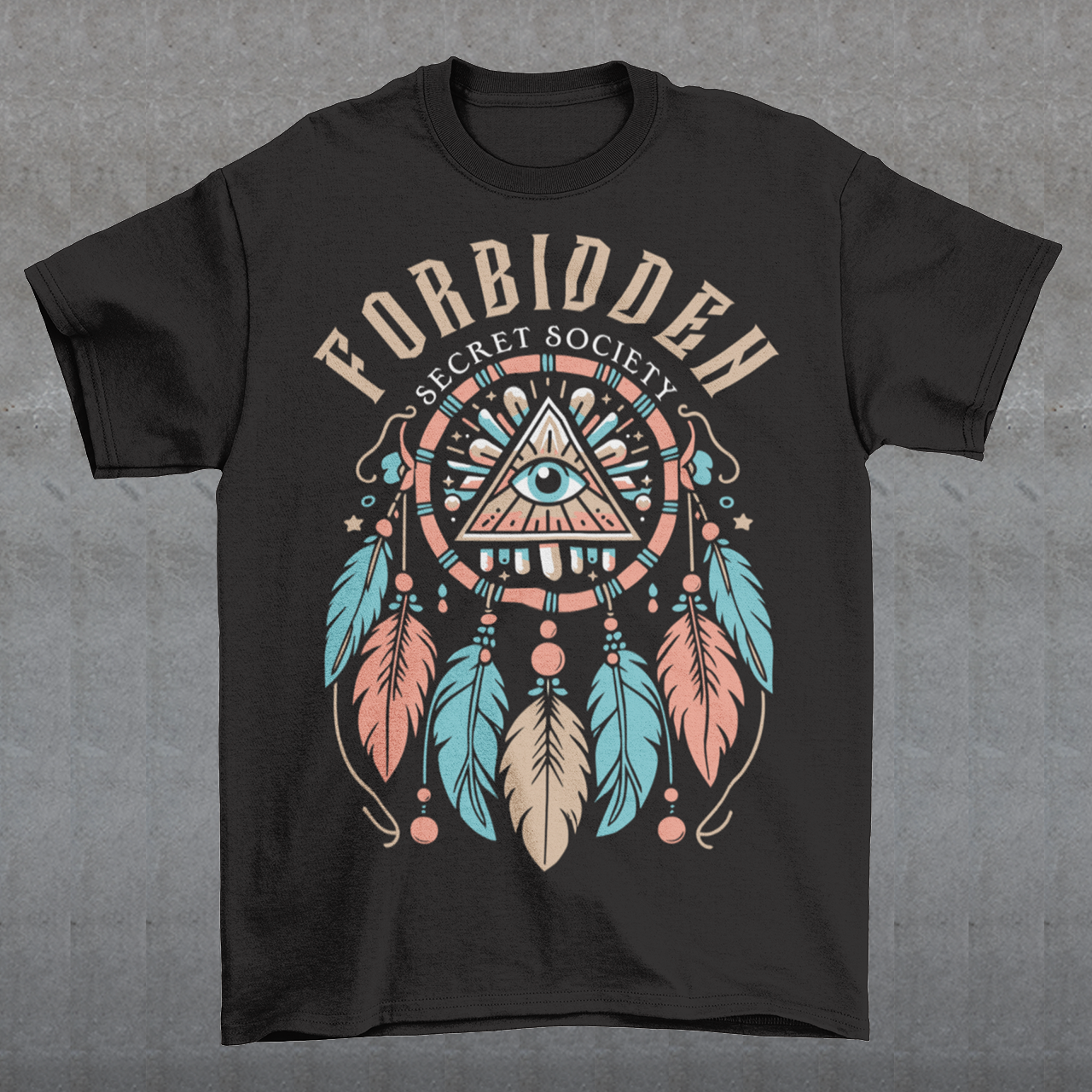 "Step into the enigmatic world of clandestine knowledge with our Illuminati Dreamcatcher T-shirt. Featuring an intricate design that merges the mystique of the Illuminati symbol with the cultural heritage of dreamcatchers, this tee is a fusion of intrigue and symbolism. The central eye, a hallmark of Illuminati iconography, peers out from the heart of the dreamcatcher, symbolizing the pursuit of hidden truths and enlightenment.