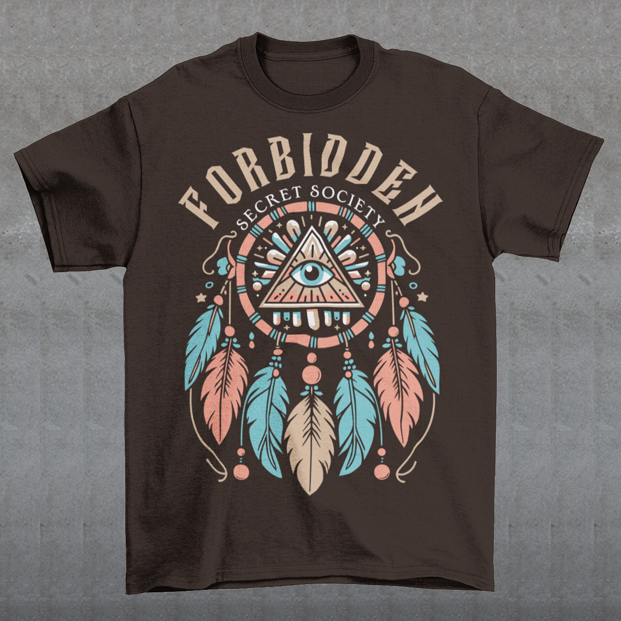 "Step into the enigmatic world of clandestine knowledge with our Illuminati Dreamcatcher T-shirt. Featuring an intricate design that merges the mystique of the Illuminati symbol with the cultural heritage of dreamcatchers, this tee is a fusion of intrigue and symbolism. The central eye, a hallmark of Illuminati iconography, peers out from the heart of the dreamcatcher, symbolizing the pursuit of hidden truths and enlightenment.