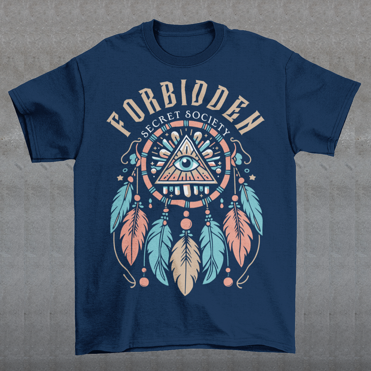 "Step into the enigmatic world of clandestine knowledge with our Illuminati Dreamcatcher T-shirt. Featuring an intricate design that merges the mystique of the Illuminati symbol with the cultural heritage of dreamcatchers, this tee is a fusion of intrigue and symbolism. The central eye, a hallmark of Illuminati iconography, peers out from the heart of the dreamcatcher, symbolizing the pursuit of hidden truths and enlightenment.
