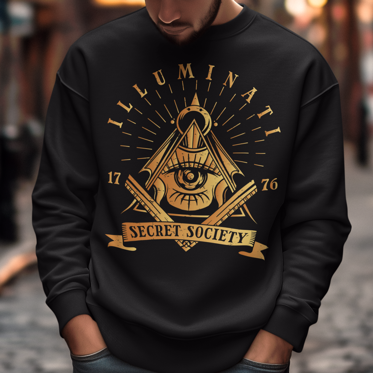 Step into the enigmatic world of secret societies with this captivating and thought-provoking sweatshirt. Featuring the iconic Free Mason symbol, this garment is a bold statement piece that invites intrigue and curiosity. At the heart of this design lies the timeless and mysterious emblem of the Free Masons, an ancient symbol that has captivated minds for centuries.
