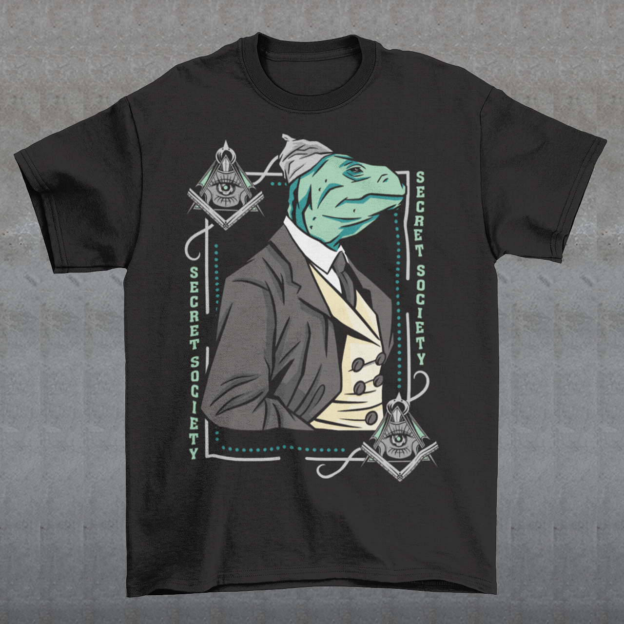 Introducing the enigmatic and captivating "Lizard Illuminati" T-shirt, a bold and eccentric garment that seamlessly blends conspiracy theories with reptilian sophistication. This one-of-a-kind tee is not just a piece of clothing; it's a statement, a conversation starter, and a whimsical nod to the mysteries that lurk in the shadows.