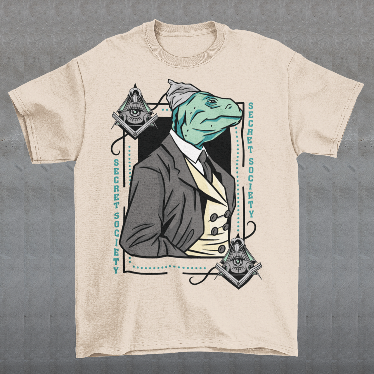 Introducing the enigmatic and captivating "Lizard Illuminati" T-shirt, a bold and eccentric garment that seamlessly blends conspiracy theories with reptilian sophistication. This one-of-a-kind tee is not just a piece of clothing; it's a statement, a conversation starter, and a whimsical nod to the mysteries that lurk in the shadows.