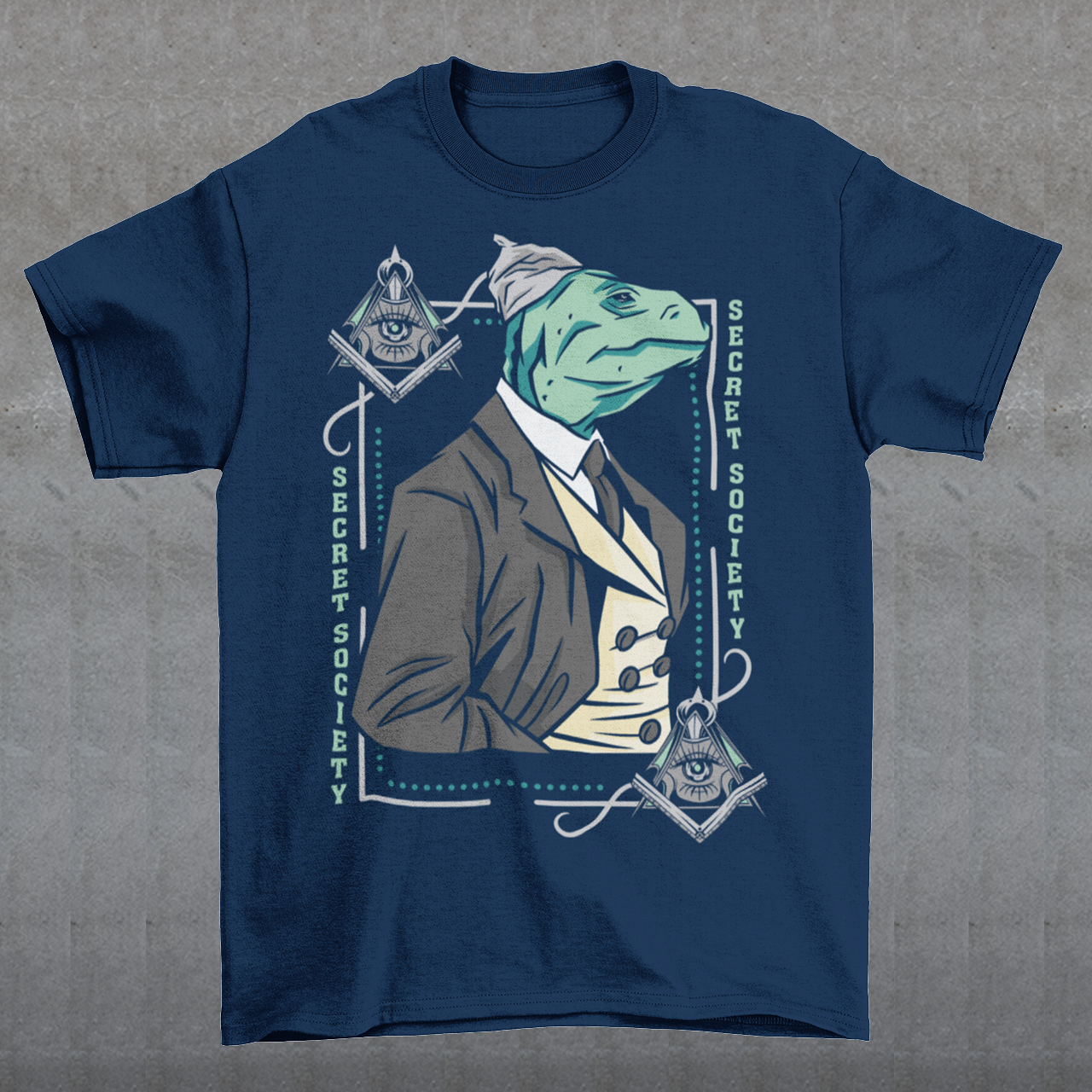 Introducing the enigmatic and captivating "Lizard Illuminati" T-shirt, a bold and eccentric garment that seamlessly blends conspiracy theories with reptilian sophistication. This one-of-a-kind tee is not just a piece of clothing; it's a statement, a conversation starter, and a whimsical nod to the mysteries that lurk in the shadows.