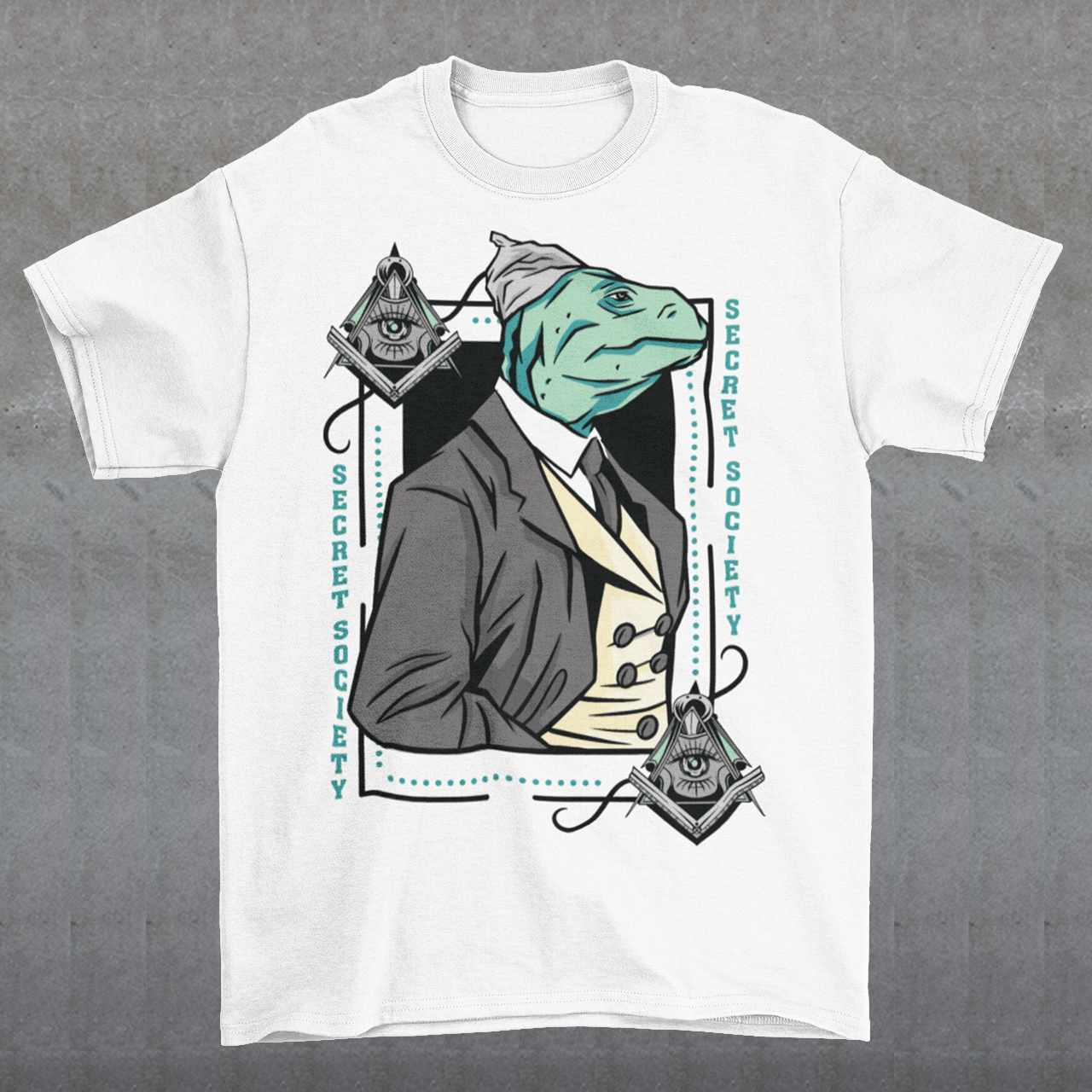 Introducing the enigmatic and captivating "Lizard Illuminati" T-shirt, a bold and eccentric garment that seamlessly blends conspiracy theories with reptilian sophistication. This one-of-a-kind tee is not just a piece of clothing; it's a statement, a conversation starter, and a whimsical nod to the mysteries that lurk in the shadows.