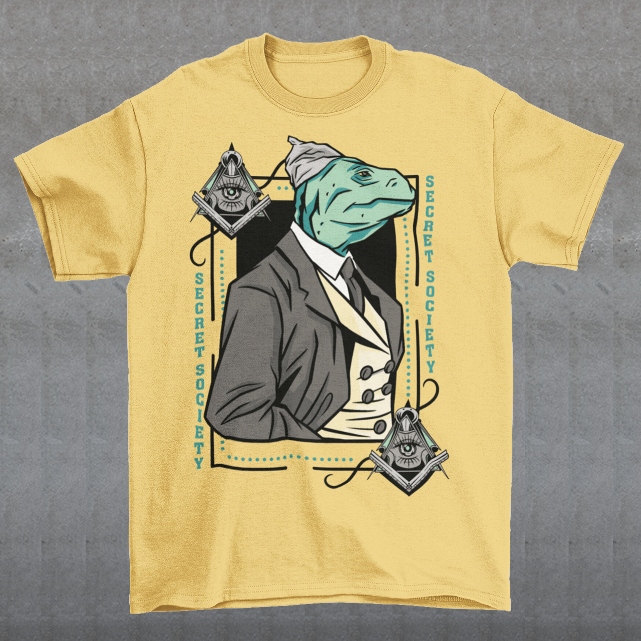 Introducing the enigmatic and captivating "Lizard Illuminati" T-shirt, a bold and eccentric garment that seamlessly blends conspiracy theories with reptilian sophistication. This one-of-a-kind tee is not just a piece of clothing; it's a statement, a conversation starter, and a whimsical nod to the mysteries that lurk in the shadows.