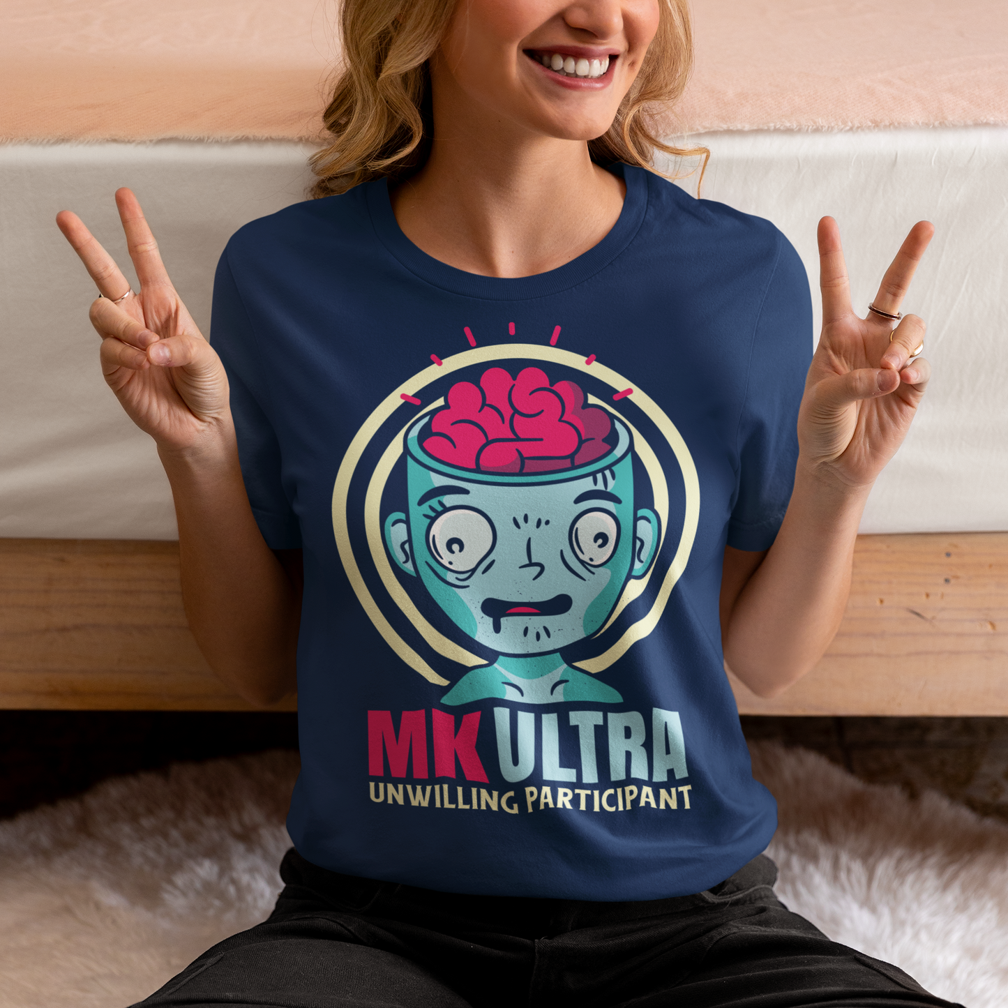 Unveil the enigmatic with our 'MK ULTRA UNWILLING PARTICIPANT' t-shirt! This design boldly features an intriguing graphic of a person with a visible brain, symbolizing the unseen complexities within. Beneath this thought-provoking image lies the impactful message, 'MK ULTRA UNWILLING PARTICIPANT,' a reminder of historical complexities and the exploration of human consciousness.