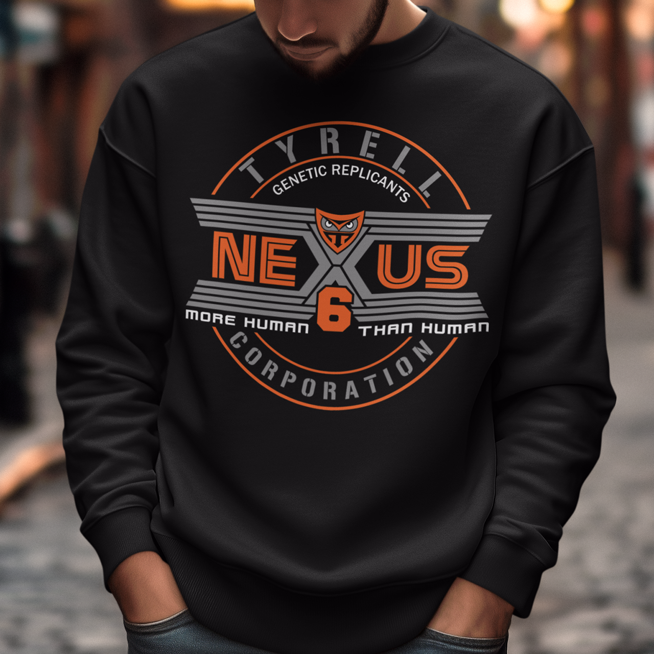 Step into the dystopian future with this sleek Nexus Tyrell Corporation sweatshirt, inspired by the iconic Blade Runner universe. Featuring the legendary Tyrell logo and bold "Nexus" branding, this shirt pays homage to the megacorp behind the world's most advanced replicants. This shirt is perfect for fans of cyberpunk, sci-fi, or anyone drawn to the blurred lines between human and machine.