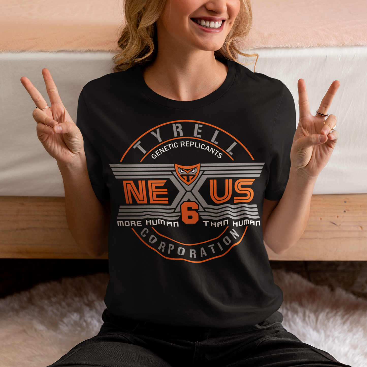 Step into the dystopian future with this sleek Nexus Tyrell Corporation tee, inspired by the iconic Blade Runner universe. Featuring the legendary Tyrell logo and bold "Nexus" branding, this shirt pays homage to the megacorp behind the world's most advanced replicants. This shirt is perfect for fans of cyberpunk, sci-fi, or anyone drawn to the blurred lines between human and machine.