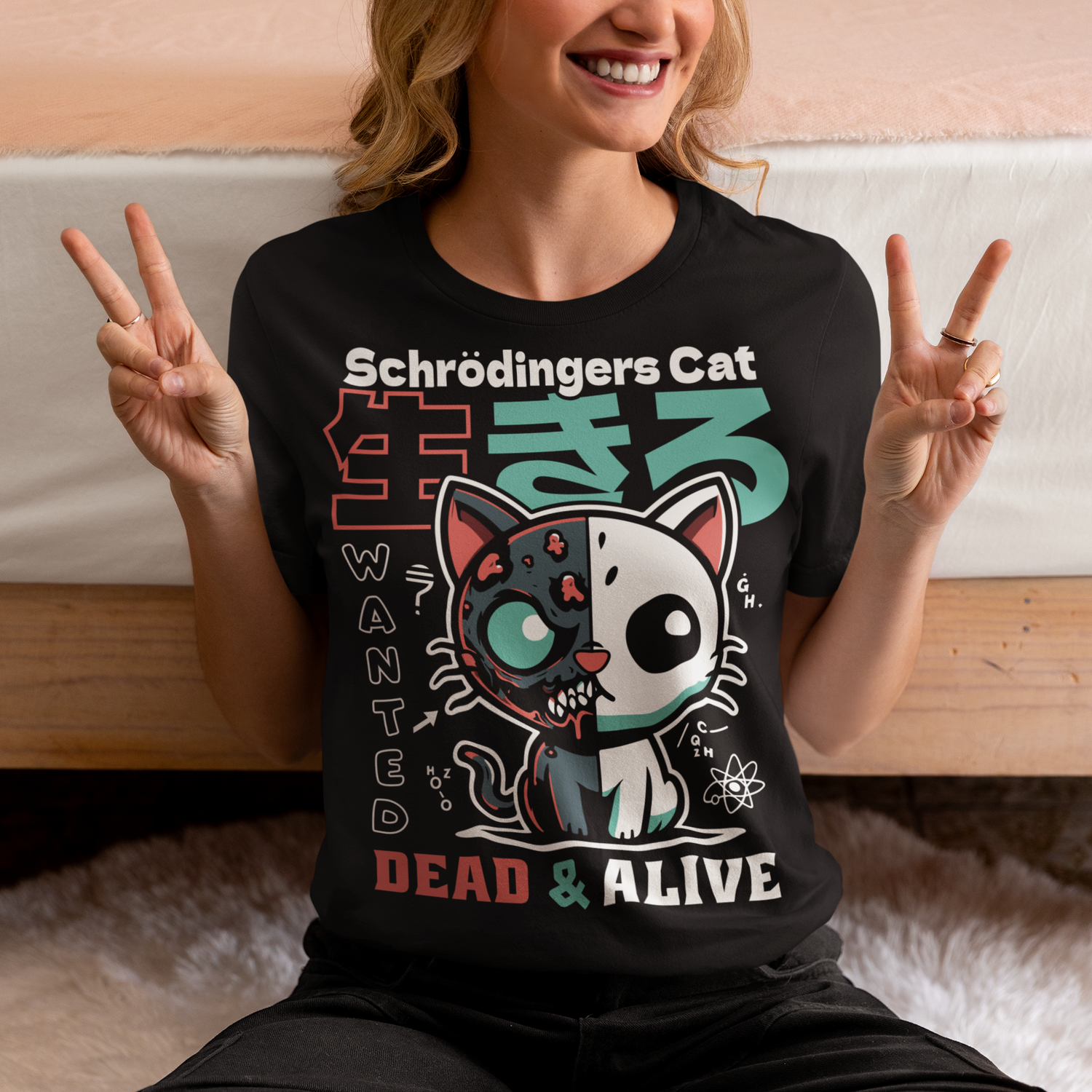 A vibrant Japanese anime take on the legendary paradoxical feline. Mischievous, mysterious, and rocking bold “WANTED: DEAD & ALIVE” text. Perfect for science nerds, anime fans, and lovers of witty style. Soft style, killer design.