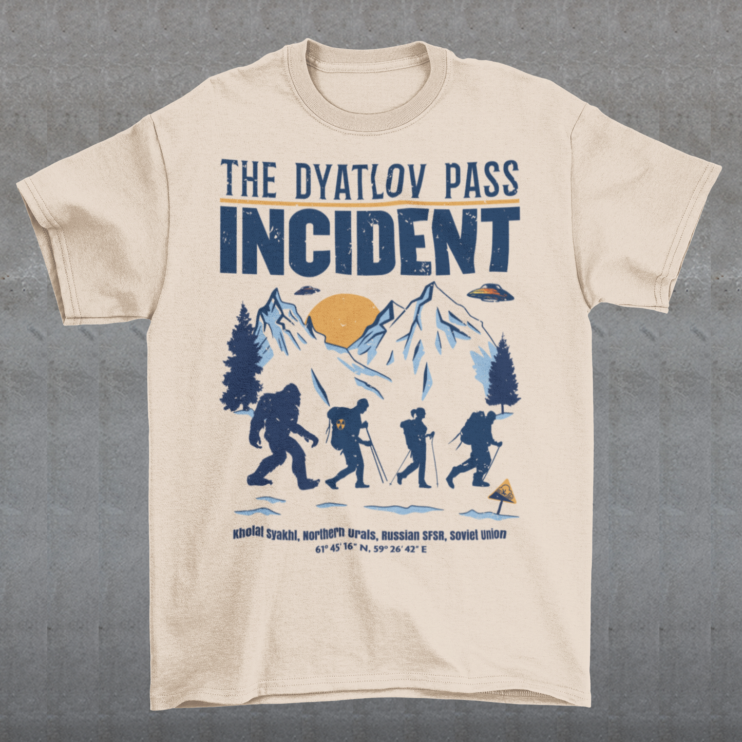 Get ready to embark on an epic adventure with our mind-blowing t-shirt design! Picture this: a skeleton riding a T-Rex through the ancient wonders of Egypt, with UFOs hovering in the sky and Bigfoot mysteriously lurking in the background. It's a jaw-dropping fusion of history, mythology, and the unknown, all beautifully captured in one captivating design.
