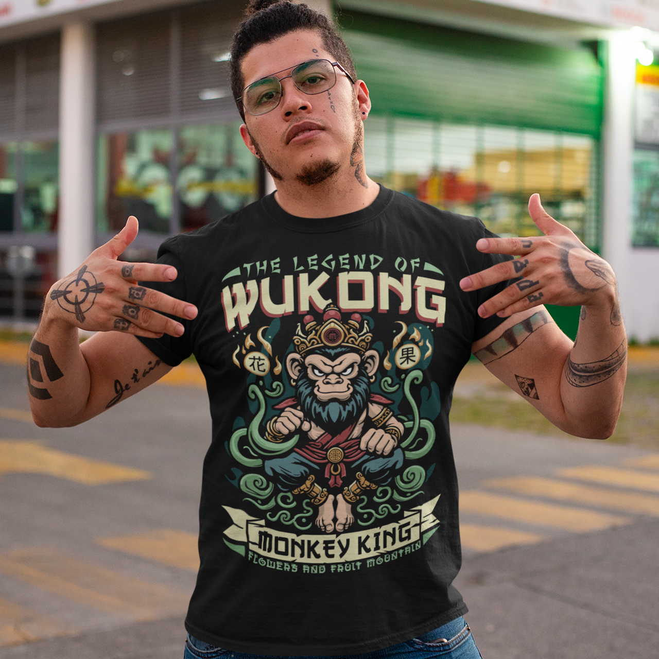 Channel the legendary power of the Monkey King with this bold and stylish tee. Featuring Sun Wukong, the mischievous yet mighty trickster from Journey to the West, this design captures his fearless spirit and fiery determination. Perfect for fans of Chinese mythology, martial arts legends, or anyone who wants to wear a symbol of rebellion, wit, and strength.