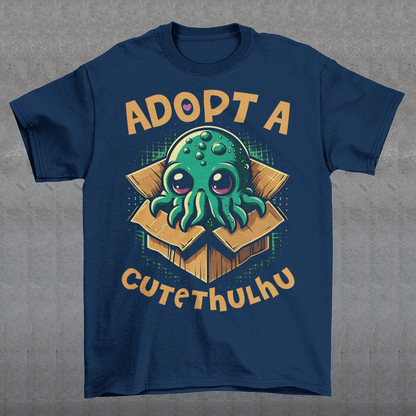 Embrace the whimsy of the cosmic with our "Adopt a Cutethulhu" T-shirt! Featuring an adorable depiction of Cthulhu, this charming design reimagines the ancient cosmic entity in the most delightful way possible. Nestled snugly in a cozy cardboard box, our little Cutethulhu waits patiently with big, endearing eyes that are impossible to resist. Whether you're a Lovecraft enthusiast or just a fan of cute and quirky designs, the "Adopt a Cutethulhu" T-shirt is the perfect blend of myth and adorableness.