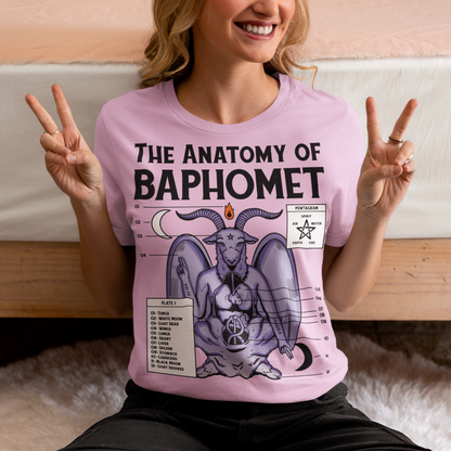 Introducing the captivating "Anatomy of Baphomet" t-shirt design, a bold and enigmatic representation of the mystical and occult. This intricate artwork delves into the depths of Baphomet, an emblematic figure associated with occult traditions, esoteric knowledge, and the mysterious. The design, masterfully crafted with meticulous attention to detail, reveals the intricate layers and symbolism that make up the essence of Baphomet.