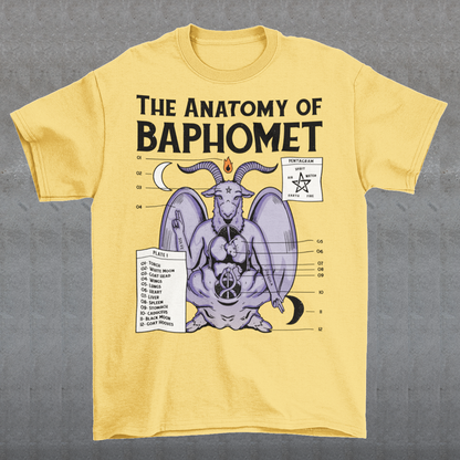 Introducing the captivating "Anatomy of Baphomet" t-shirt design, a bold and enigmatic representation of the mystical and occult. This intricate artwork delves into the depths of Baphomet, an emblematic figure associated with occult traditions, esoteric knowledge, and the mysterious. The design, masterfully crafted with meticulous attention to detail, reveals the intricate layers and symbolism that make up the essence of Baphomet.