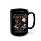 Black mug of the Jersey Devil with text above THE LEGEND OF THE JERSEY DEVIL and text below THE NEW JERSEY PINE BARRENS.