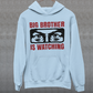 Introducing our captivating hoodie, featuring a mesmerizing design that will capture attention wherever you go. This unique sweatshirt showcases a pair of piercing eyes, seemingly observing your every move, accompanied by the thought-provoking text: "BIG BROTHER IS WATCHING."