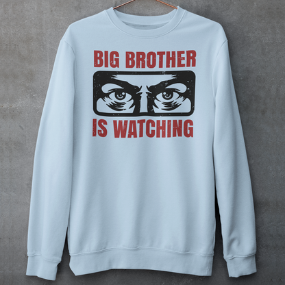 Introducing our captivating sweatshirt, featuring a mesmerizing design that will capture attention wherever you go. This unique sweatshirt showcases a pair of piercing eyes, seemingly observing your every move, accompanied by the thought-provoking text: "BIG BROTHER IS WATCHING YOU."