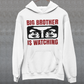 Introducing our captivating hoodie, featuring a mesmerizing design that will capture attention wherever you go. This unique sweatshirt showcases a pair of piercing eyes, seemingly observing your every move, accompanied by the thought-provoking text: "BIG BROTHER IS WATCHING."