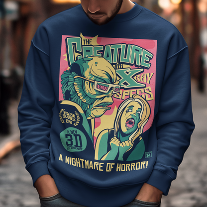 Unleash the monster within with this bold and striking Creature from the Black Lagoon comic book design. Featuring the iconic creature emerging from the depths of the murky lagoon, this shirt is a must-have for any fan of classic horror movies and graphic novels. The comic book artwork captures every terrifying detail of the creature's scaly skin and piercing eyes, making it a truly spine-chilling addition to your wardrobe.