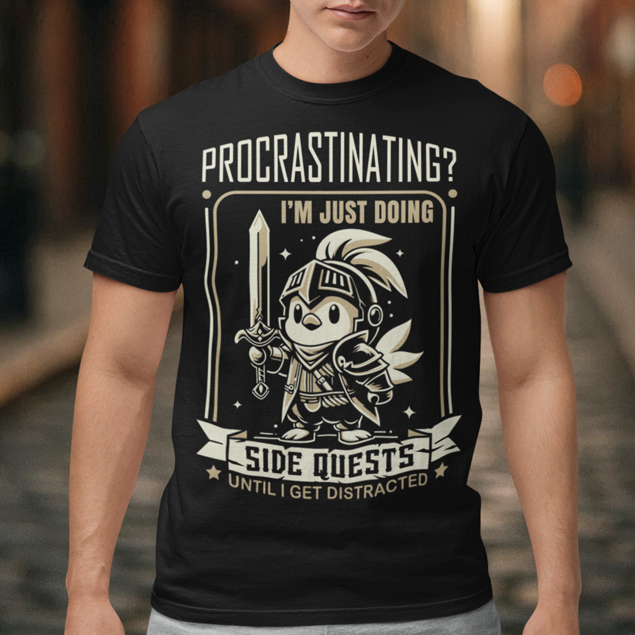 Level up your wardrobe with this hilarious “Procrastinating? I’m Just Doing Side Quests” t-shirt! Perfect for gamers, fantasy lovers, and anyone who knows the struggle of getting slightly distracted, this shirt features a cute Chocobo knight design with vintage RPG vibes. This shirt is comfy enough for long gaming sessions or casual adventures. Whether you’re tackling real-life side quests or just embracing your inner procrastinator, this funny gamer tee makes the perfect gift for friends, streamers, 