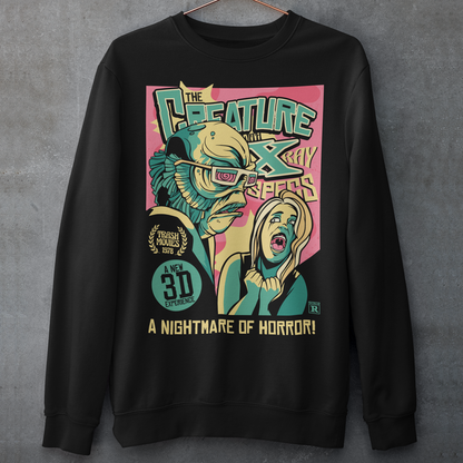 Unleash the monster within with this bold and striking Creature from the Black Lagoon comic book design. Featuring the iconic creature emerging from the depths of the murky lagoon, this shirt is a must-have for any fan of classic horror movies and graphic novels. The comic book artwork captures every terrifying detail of the creature's scaly skin and piercing eyes, making it a truly spine-chilling addition to your wardrobe.