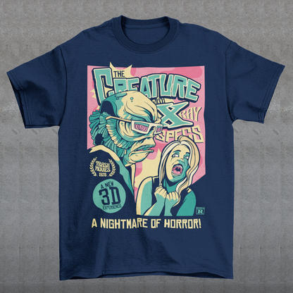 Unleash the monster within with this bold and striking Creature from the Black Lagoon comic book design. Featuring the iconic creature emerging from the depths of the murky lagoon, this t-shirt is a must-have for any fan of classic horror movies and graphic novels. The comic book artwork captures every terrifying detail of the creature's scaly skin and piercing eyes, making it a truly spine-chilling addition to your wardrobe.