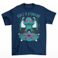 Navy t-shirt with a cute Cthulhu on a pentagram with text " CULT OF CTHULHU".