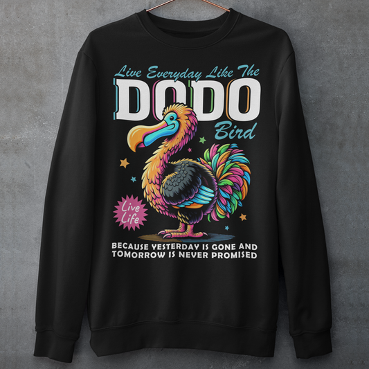 Bring a touch of humor and vintage charm to your wardrobe with this playful “Live Everyday Like a Dodo Bird” Sweatshirt. Featuring a bold graphic of the iconic Dodo, this shirt is both quirky and thought-provoking — a reminder to live carefree, unique, and unapologetically yourself.