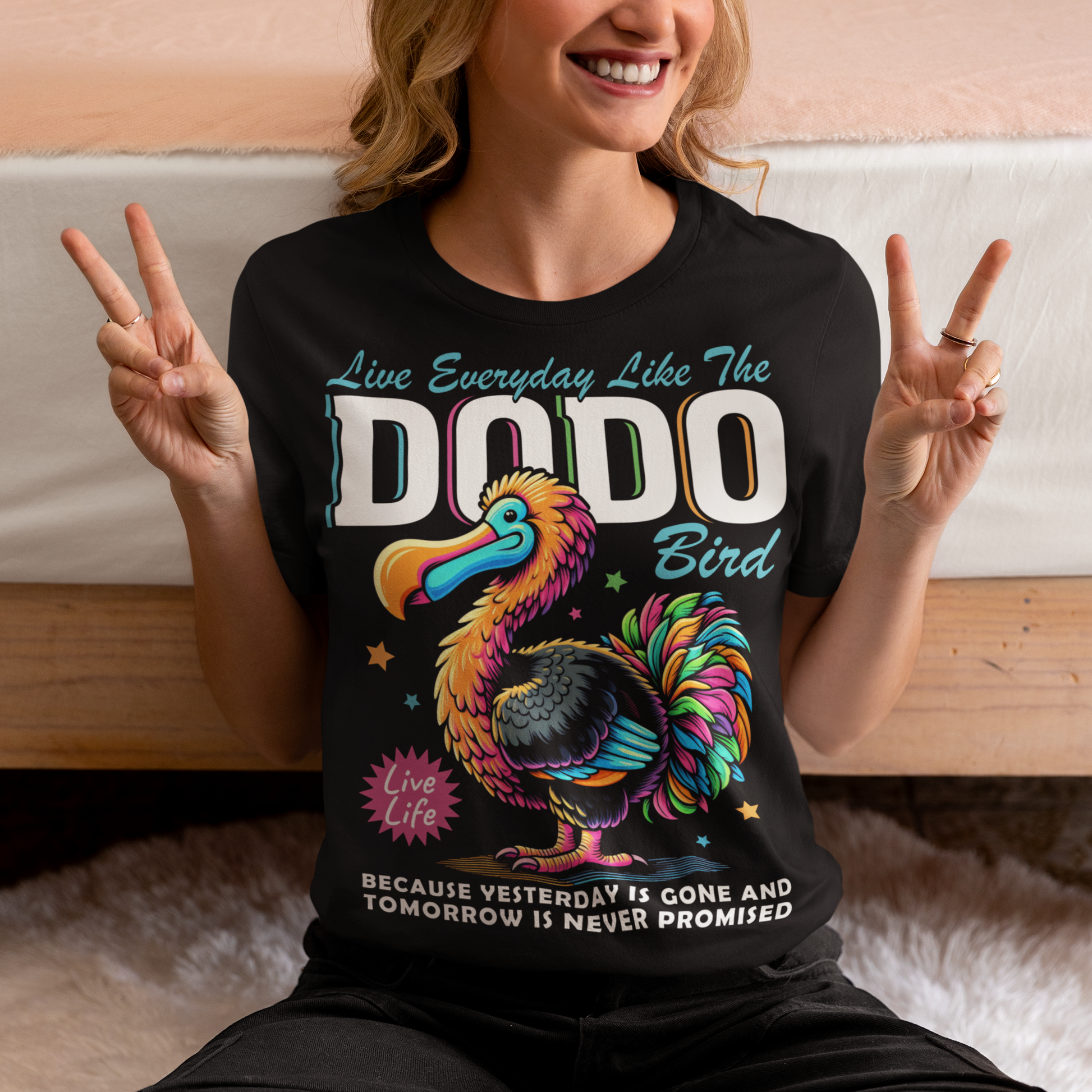 Bring a touch of humor and vintage charm to your wardrobe with this playful “Live Everyday Like a Dodo Bird” T-Shirt. Featuring a bold graphic of the iconic Dodo, this shirt is both quirky and thought-provoking — a reminder to live carefree, unique, and unapologetically yourself.