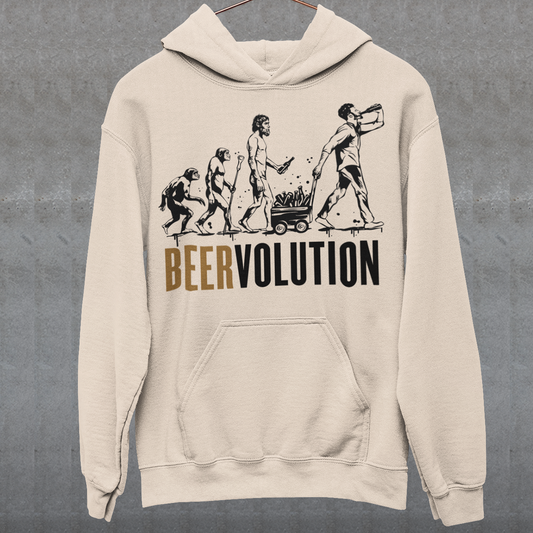 Introducing the ultimate tribute to the centuries-old journey of brewing excellence, the "BEERVOLUTION" Hoodie This iconic piece showcases the rich heritage and the dynamic evolution of beer, celebrating its global significance and everlasting appeal. Across the chest, the bold text "BEERVOLUTION" commands attention, serving as a rallying cry for beer enthusiasts and connoisseurs alike.