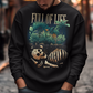 Introducing our captivating "Full of Life" Sweatshirt, where the beauty of nature intertwines with a touch of mystery. This unique design features a stunning depiction of lush plants flourishing over a buried skeleton, creating a striking visual contrast. The intricate artwork showcases the circle of life and the resilience of nature as it reclaims what was once lost. The vibrant green foliage and delicate flowers symbolize growth, renewal, and the everlasting cycle of existence.