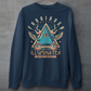 Navy sweatshirt of an Illuminati tea pot and cups with text ILLUMINA-TEA.