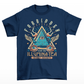 Navy t-shirt of an Illuminati tea pot and cups with text ILLUMINA-TEA.