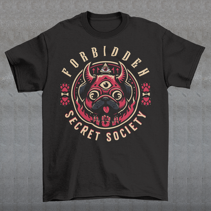 "Step into the enigmatic world of clandestine societies with our Forbidden Secret Society t-shirt featuring the elusive Illuminati pug. This captivating design showcases a sloth adorned with symbolic imagery, including the all-seeing third eye, hinting at hidden knowledge and mystic insight. Embrace the intrigue and mystery as you don this unique t-shirt, inviting curiosity and speculation wherever you go.