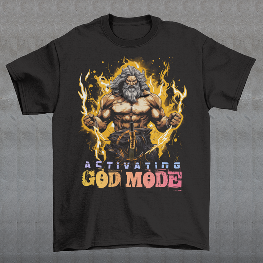 Feel the electrifying power of the gods with our Zeus-themed t-shirt, a fusion of mythology and modern gaming culture. Dominating the forefront of the design is the mighty Zeus himself, rendered in stunning detail and surrounded by dynamic bolts of lightning that crackle and dance, creating an aura of raw energy and unmatched strength.